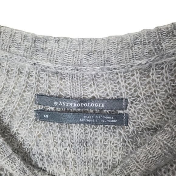 BY ANTHROPOLOGIE Woman‎ Sweater SZ XS Wool Pullover Crewneck Knit Gray Lagenlook - Picture 3 of 8